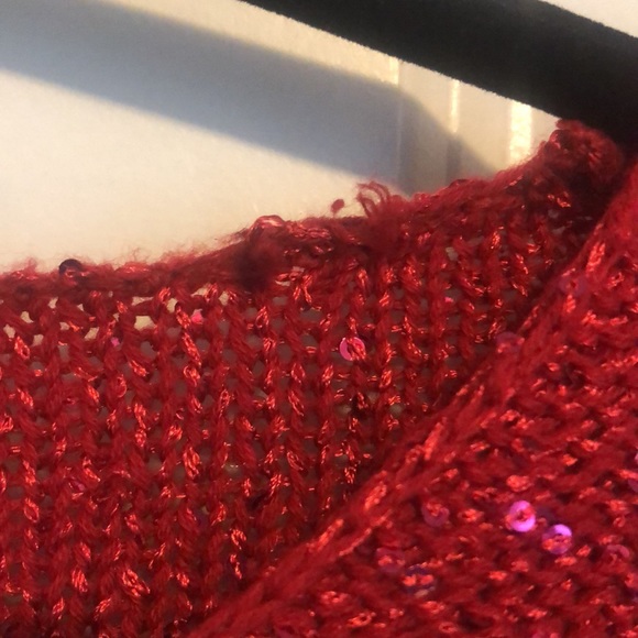 Women’s medium red sweater by Rafaella. Round neck with tiny sequins throughout. - Picture 5 of 6